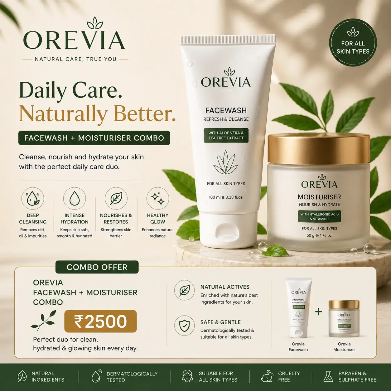 OREVIA FACEWASH + MOISTURISER COMBO